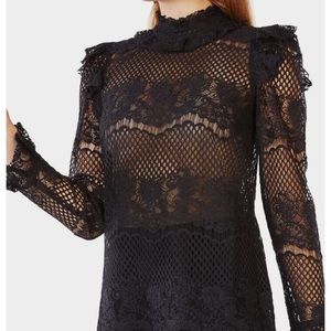 NWT BCBGMAXAZRIA KENZIE Black Lace long sleeve bell sleeves Top Size XXSmall